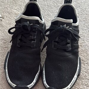 adidas women’s Black and White Knit Lace-Up Sneakers